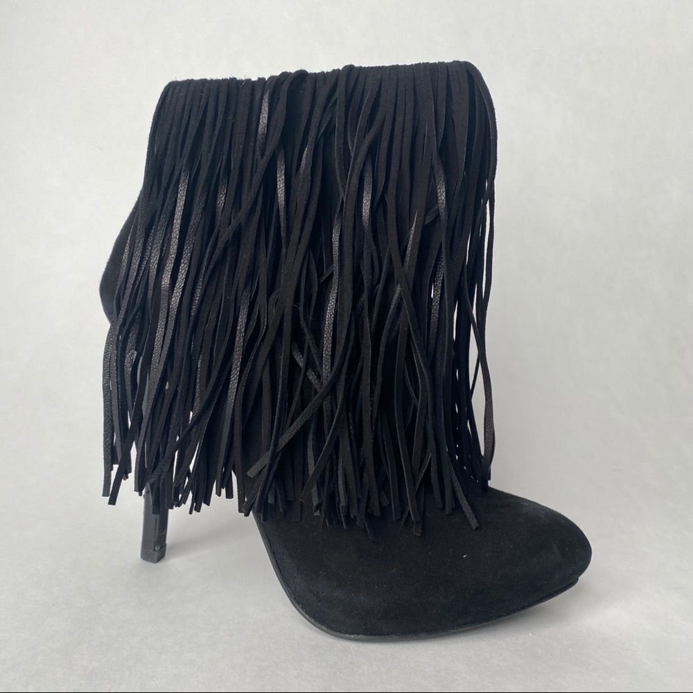 Stella Luna Black Fringe Ankle Boot Booties